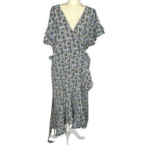 Max Studio Plus Size 3X Wrap Dress Boho Ditsy Floral Ruffle Hem Fall Style